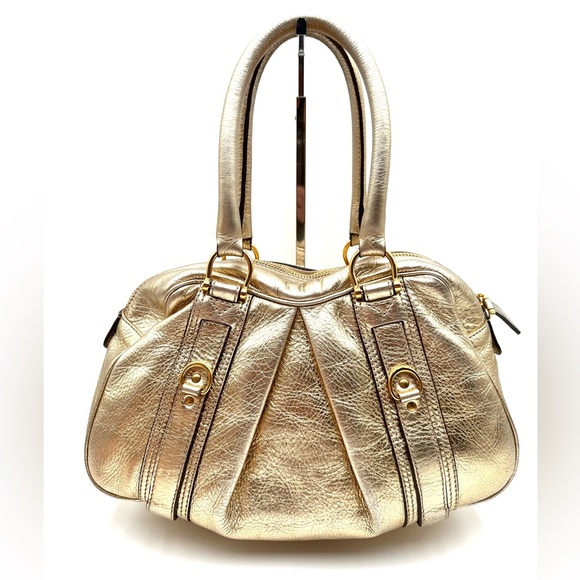 💯 BURBERRY Metallic Gold Satchel - Picture 2 of 16
